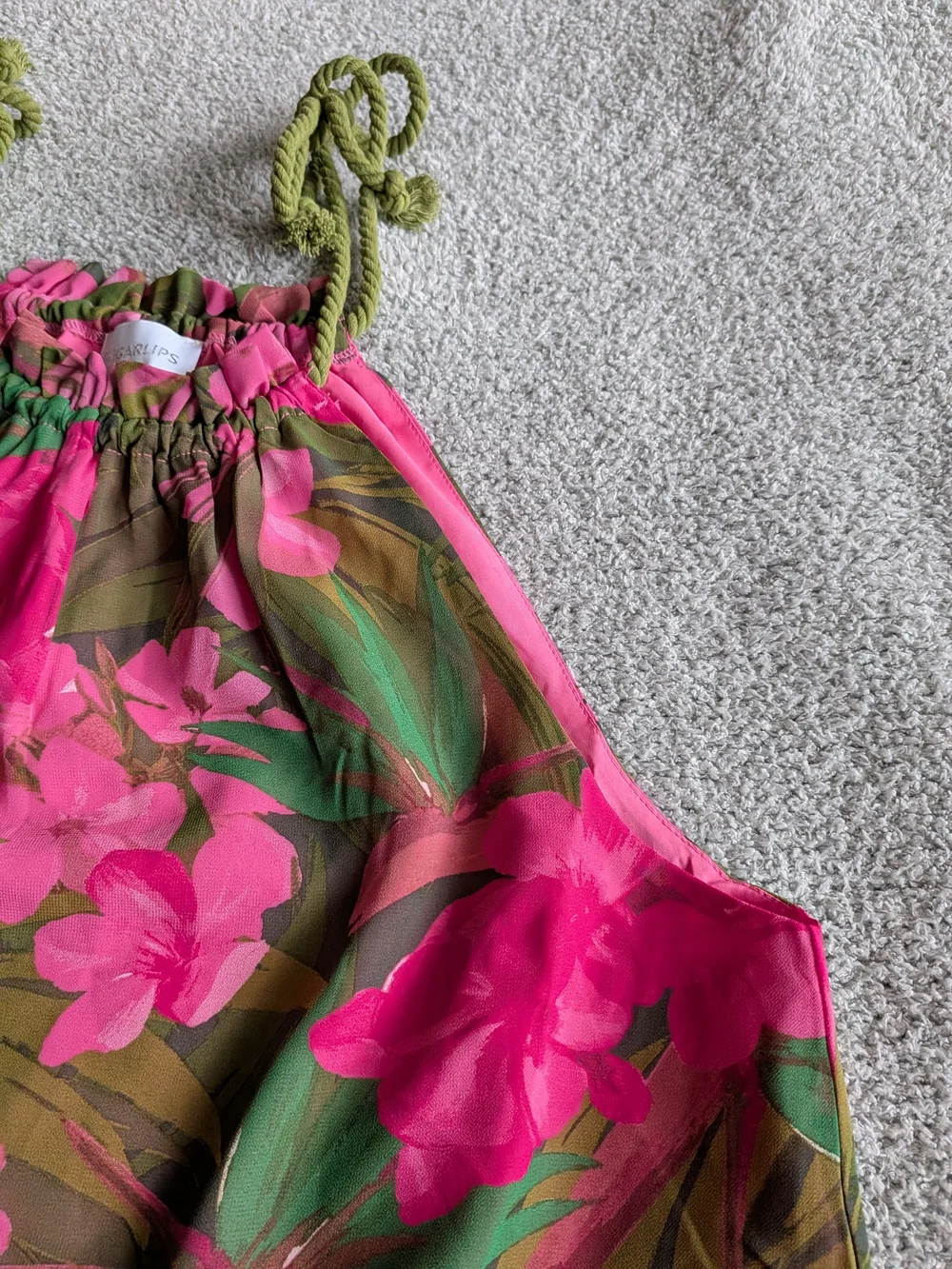 Sugarlips Pink & Green Tropical Halter Mini Dress - Picture 6 of 11